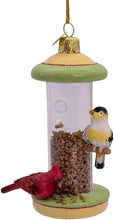 Load image into Gallery viewer, KURT ADLER 4.5" NOBLE GEM GLASS BIRD FEEDER XMAS ORNAMENT w/WINTER BIRDS NBX0119
