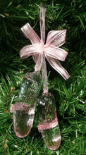 Load image into Gallery viewer, KURT ADLER ACRYLIC PINK BALLET SLIPPERS w/PINK BOW &amp; JEWEL XMAS ORNAMENT D1345
