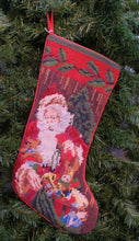 Load image into Gallery viewer, KSA SANTA CLAUS w/ SACK OF GIFTS NEEDLEPOINT STOCKING
