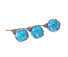 Load image into Gallery viewer, KURT ADLER 7" GLASS &amp; TWINE BLUE BUOY FISHING FLOAT NAUTICAL XMAS ORNAMENT D3638
