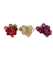 Load image into Gallery viewer, Kurt Adler Set of 3 Acrylic 4" Beaded Grape Cluster Christmas Ornaments H9885

