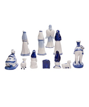 Load image into Gallery viewer, KURT ADLER 1.97-6.7&quot; DELFT BLUE 11 PIECE NATIVITY SET CHRISTMAS TABLE TOP DECOR

