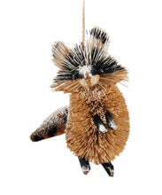 Load image into Gallery viewer, GALLERIE II 4" NATURAL BURI BRISTLE RACCOON WOODLAND ANIMAL CHRISTMAS ORNAMENT
