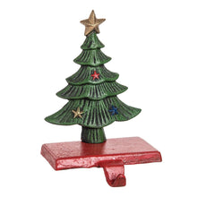 Load image into Gallery viewer, GALLERIE II 8.7" CAST IRON HAND PAINTED CHRISTMAS TREE STOCKING HOLDER HANGER

