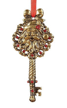 Load image into Gallery viewer, GALLERIE II 4.5" GOLD FINISHED METAL SANTA KEY w/RED GEMSTONES XMAS ORNAMENT
