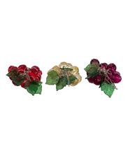 Load image into Gallery viewer, Kurt Adler Set of 3 Acrylic 4" Beaded Grape Cluster Christmas Ornaments H9885
