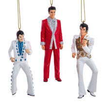 Load image into Gallery viewer, KURT ADLER 3 PIECE 5" ELVIS PRESLEY MULTICOLOR CHRISTMAS ORNAMENT SET EP2233
