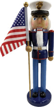 Load image into Gallery viewer, SANTA&#39;S WORKSHOP 14&quot; WOODEN U.S. MARINE w/FLAG CHRISTMAS NUTCRACKER 70428
