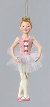 Load image into Gallery viewer, KURT ADLER SET OF 2 PINK &amp; WHITE 5.5&quot; RESIN BALLERINA CHRISTMAS ORNAMENTS D0236
