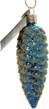Load image into Gallery viewer, OLD WORLD CHRISTMAS BLUE SHIMMERING CONE GLASS CHRISTMAS ORNAMENTS 48006
