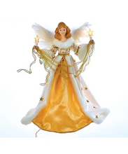 Load image into Gallery viewer, KURT ADLER 16" UL 10-LIGHT CREME &amp; GOLD ANGEL CHRISTMAS TREE TOPPER UL2216
