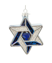 Load image into Gallery viewer, KURT ADLER 4" NOBLE GEMS GLASS HANUKKAH STAR OF DAVID HOLIDAY ORNAMENT NB1741
