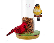 Load image into Gallery viewer, KURT ADLER 4.5" NOBLE GEM GLASS BIRD FEEDER XMAS ORNAMENT w/WINTER BIRDS NBX0119
