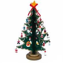 Load image into Gallery viewer, KURT ADLER 11.75" WOODEN CHRISTMAS TREE w/29 MINI ORNAMENTS TABLE TOP DECOR
