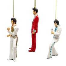 Load image into Gallery viewer, KURT ADLER 3 PIECE 5" ELVIS PRESLEY MULTICOLOR CHRISTMAS ORNAMENT SET EP2233
