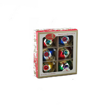 Load image into Gallery viewer, KURT ADLER 3" EARLY YEARS SET OF 6 GLASS STRIPED REFLECTOR XMAS ORNAMENTS G1406A
