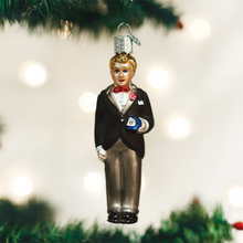 Load image into Gallery viewer, OLD WORLD CHRISTMAS BLONDE GROOM WEDDING GLASS CHRISTMAS ORNAMENT 24175
