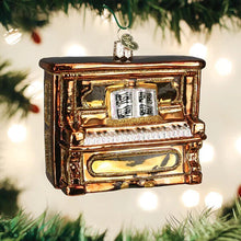 Load image into Gallery viewer, OLD WORLD CHRISTMAS BROWN UPRIGHT PIANO BLOWN GLASS CHRISTMAS ORNAMENT 38059
