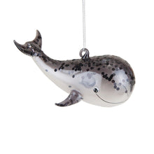Load image into Gallery viewer, GALLERIE II BLOWN ART GLASS GRAY WHALE NAUTICAL COASTAL CHRISTMAS ORNAMENT
