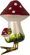 Load image into Gallery viewer, Kurt Adler 2-Piece Box Set Glass 4" Clip-On Mushroom Christmas Ornaments C1840
