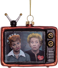 Load image into Gallery viewer, KURT ADLER "I LOVE LUCY" LUCY &amp; ETHEL RETRO TV GLASS CHRISTMAS ORNAMENT LU4211
