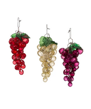 Load image into Gallery viewer, Kurt Adler Set of 3 Acrylic 4" Beaded Grape Cluster Christmas Ornaments H9885
