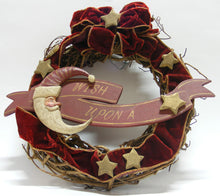 Load image into Gallery viewer, KURT S. ADLER VINTAGE FOLK ART "WISH UPON A STAR" WILLOW WREATH CHRISTMAS DECO
