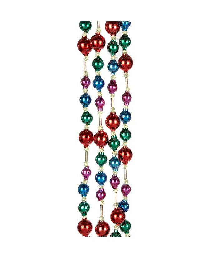 KURT ADLER 6' MULTICOLOR GLASS BEAD GARLAND C2245