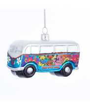 Load image into Gallery viewer, KURT ADLER 4" GLASS GRATEFUL DEAD VW BUS w/DANCING BEARS XMAS ORNAMENT GD4141
