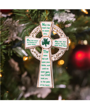 Load image into Gallery viewer, KURT ADLER 5&quot; PORCELAIN IRISH CROSS IRISH HERITAGE CHRISTMAS ORNAMENT J4102
