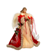 Load image into Gallery viewer, KURT ADLER 16" UL 10-LIGHT RED &amp; IVORY ANGEL CHRISTMAS TREE TOPPER UL2218
