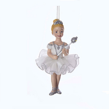Load image into Gallery viewer, KURT ADLER SET OF 2 WHITE/SILVER BALLET PRINCESS BALLERINA XMAS ORNAMENTS C7638
