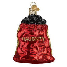 Load image into Gallery viewer, OLD WORLD CHRISTMAS BAG OF COAL NAUGHTY GLASS CHRISTMAS ORNAMENT 36256
