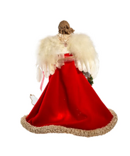 Load image into Gallery viewer, KURT ADLER 16" UL 10-LIGHT RED &amp; IVORY ANGEL CHRISTMAS TREE TOPPER UL2218

