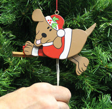 Load image into Gallery viewer, KURT S. ADLER VINTAGE 1990's ANIMATED WOODEN SANTA DOG CHRISTMAS TREE ORNAMENT

