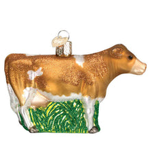 Load image into Gallery viewer, OLD WORLD CHRISTMAS BROWN DAIRY COW GLASS JERSEY COW CHRISTMAS ORNAMENT 12658
