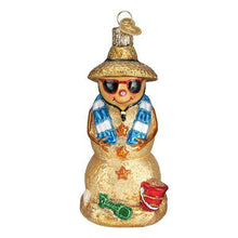 Load image into Gallery viewer, OLD WORLD CHRISTMAS SAND SNOWMAN NAUTICAL COASTAL GLASS XMAS ORNAMENT 24188
