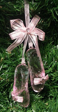 Load image into Gallery viewer, KURT ADLER ACRYLIC PINK BALLET SLIPPERS w/PINK BOW &amp; JEWEL XMAS ORNAMENT D1345
