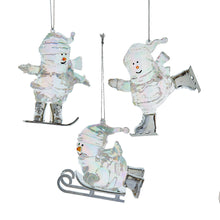 Load image into Gallery viewer, KURT ADLER SET OF 3 ACRYLIC OPALESCENT 3-4" SNOWMAN CHRISTMAS ORNAMENTS D4453
