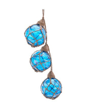 Load image into Gallery viewer, KURT ADLER 7" GLASS &amp; TWINE BLUE BUOY FISHING FLOAT NAUTICAL XMAS ORNAMENT D3638
