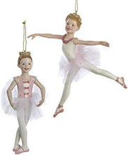 Load image into Gallery viewer, KURT ADLER SET OF 2 PINK &amp; WHITE 5.5&quot; RESIN BALLERINA CHRISTMAS ORNAMENTS D0236

