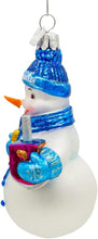 Load image into Gallery viewer, KURT ADLER 4.24" NOBLE GEMS GLASS HANUKKAH SNOWMAN HOLIDAY ORNAMENT NB1740
