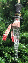 Load image into Gallery viewer, KURT ADLER VINTAGE ACRYLIC ICICLE FOLK ART SNOWMAN w/ SCARF CHRISTMAS ORNAMENT
