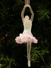 Load image into Gallery viewer, KURT ADLER SET OF 2 CLEAR &amp; PINK FROSTED ACRYLIC BALLERINA CHRISTMAS ORNAMENTS
