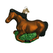 Load image into Gallery viewer, OLD WORLD CHRISTMAS BROWN MUSTANG HORSE GLASS CHRISTMAS ORNAMENT 12257
