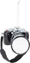 Load image into Gallery viewer, KURT ADLER 2.25" GLASS CAMERA w/ZOOM LENS &amp; STRAP CHRISTMAS ORNAMENT TD1746
