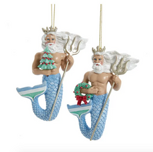 Load image into Gallery viewer, KURT ADLER SET OF 2 UNDER THE SEA 4" KING NEPTUNE NAUTICAL XMAS ORNAMENTS E0630
