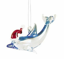 Load image into Gallery viewer, GALLERIE II SET OF 2 ART GLASS SANTA DOLPHIN NAUTICAL CHRISTMAS ORNAMENT 64861
