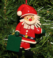 Load image into Gallery viewer, KURT ADLER VINTAGE 1990's CLAY DOUGH SANTA HOLDING GIFT BAG CHRISTMAS ORNAMENT
