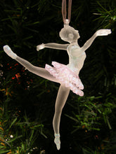Load image into Gallery viewer, KURT ADLER SET OF 2 CLEAR &amp; PINK FROSTED ACRYLIC BALLERINA CHRISTMAS ORNAMENTS
